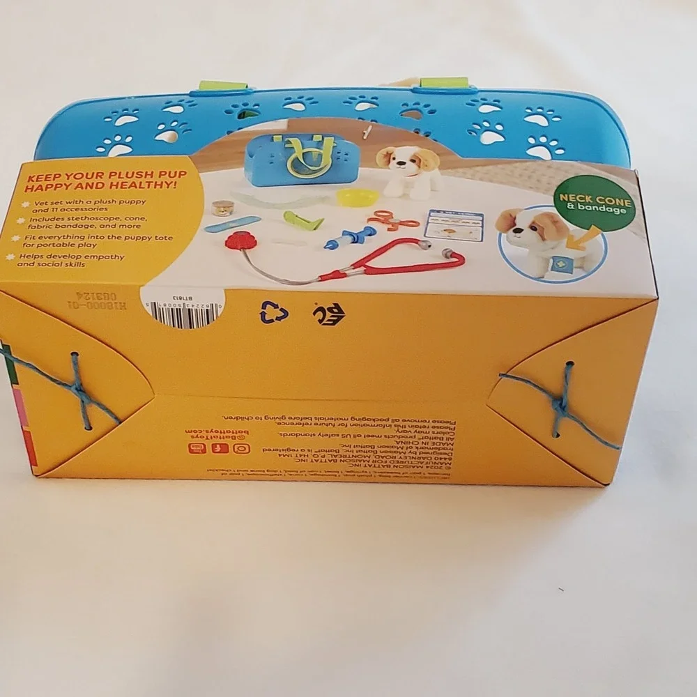 Battat Happy Puppy‎ Vet Set Plush Dog Carrier 12 Pc Pretend Play Veterinary Toy